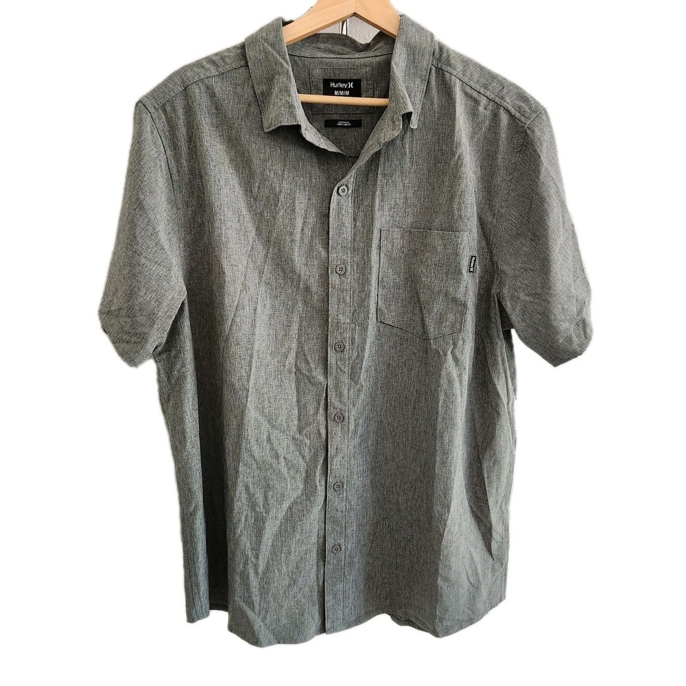 Hurley‎ Men's Dark Grey Button-Down Short Sleeve Classic Fit Shirt Sz M
